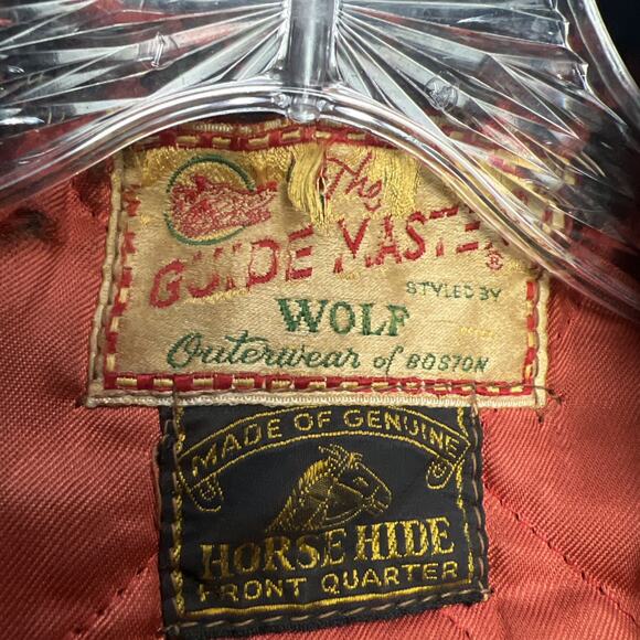 Guide Master Leather Jacket Wolf Outerwear Horse hide Biker Vintage 50s MENS - Picture 3 of 16